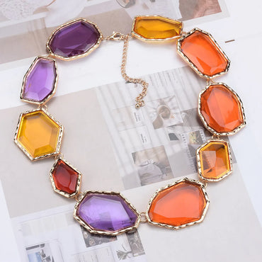 Exaggerated Geometric Alloy Inlay Resin Women's Necklace