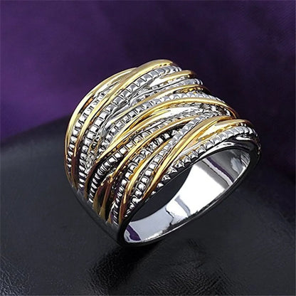 Exaggerated Geometric Alloy Plating Unisex Rings