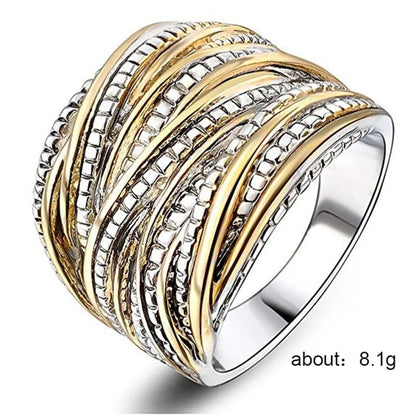 Exaggerated Geometric Alloy Plating Unisex Rings