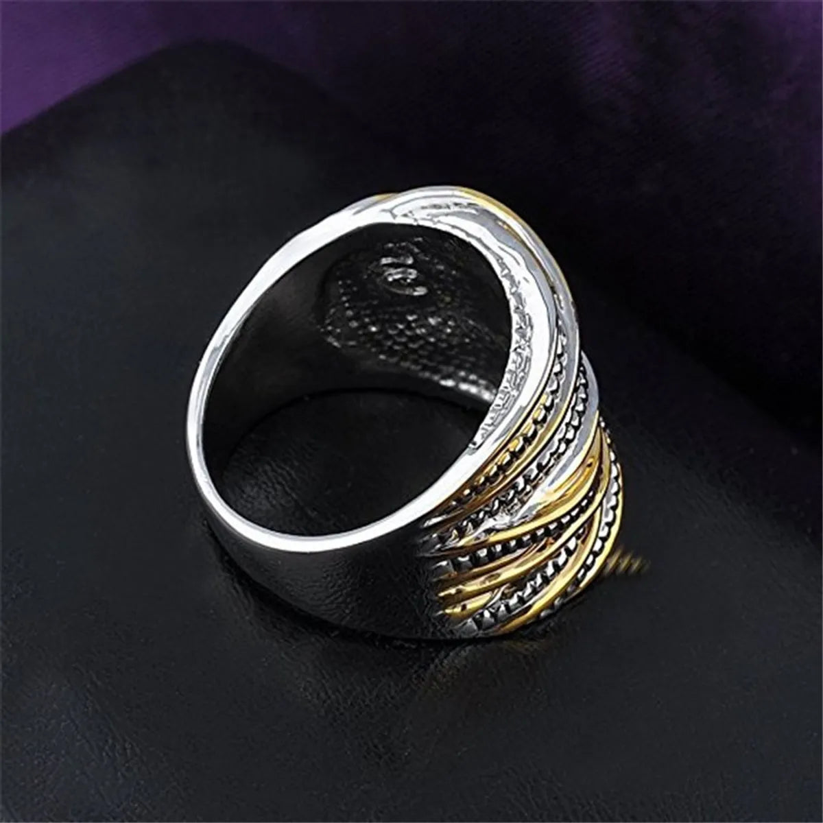 Exaggerated Geometric Alloy Plating Unisex Rings