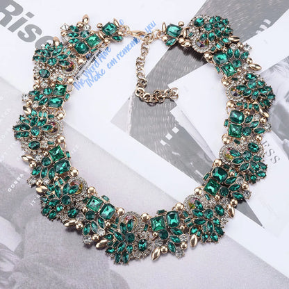 Exaggerated Geometric Artificial Crystal Rhinestones Alloy Wholesale Earrings Necklace