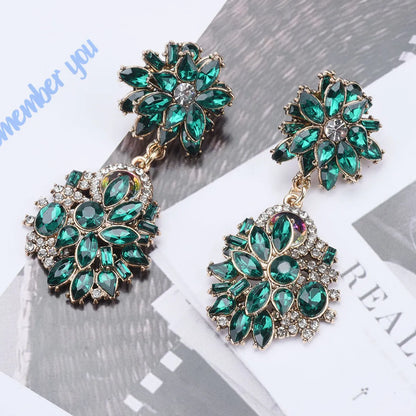 Exaggerated Geometric Artificial Crystal Rhinestones Alloy Wholesale Earrings Necklace