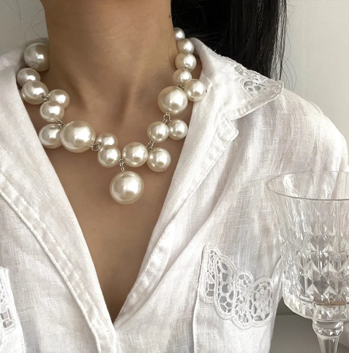 Exaggerated Geometric Artificial Pearl Women's Necklace