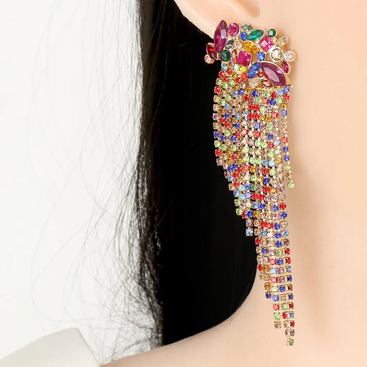 Exaggerated Geometric Flower Tassel Earrings Wholesale Jewelry Nihaojewelry