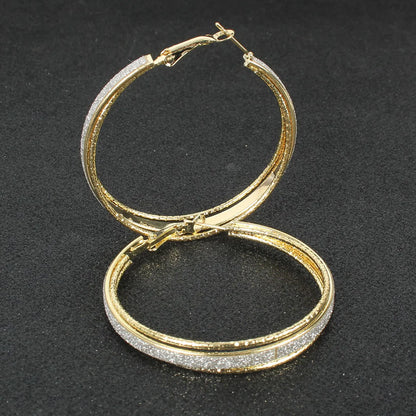 Exaggerated Geometric Metal Frosted Earrings Fashion Hoop Earrings