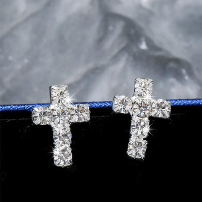 1 Pair Exaggerated Geometric Rhinestone Ear Studs