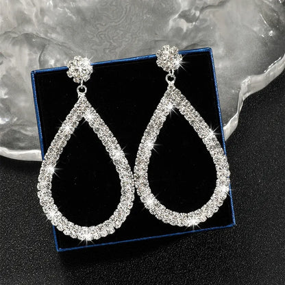 1 Pair Exaggerated Geometric Rhinestone Ear Studs