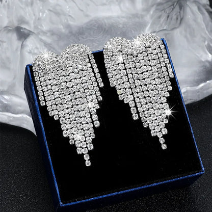 1 Pair Exaggerated Geometric Rhinestone Ear Studs