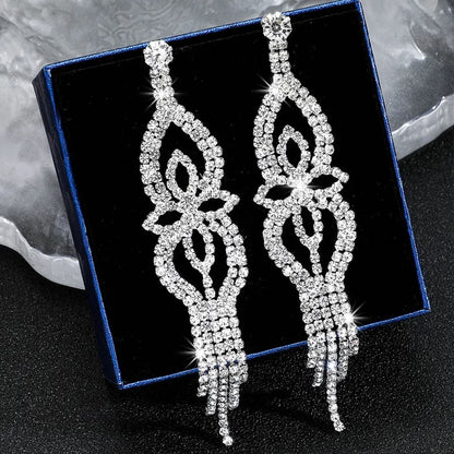 1 Pair Exaggerated Geometric Rhinestone Ear Studs