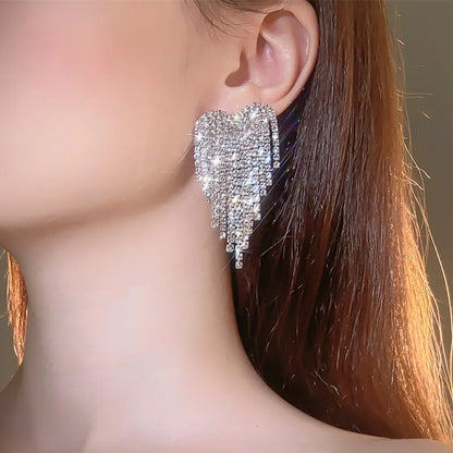 1 Pair Exaggerated Geometric Rhinestone Ear Studs