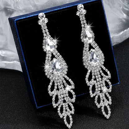 1 Pair Exaggerated Geometric Rhinestone Ear Studs