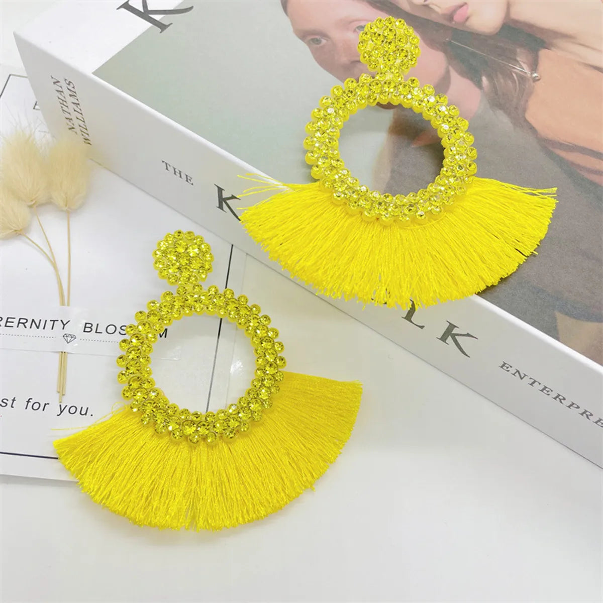 Exaggerated Geometric Seed Bead Tassel Women's Drop Earrings