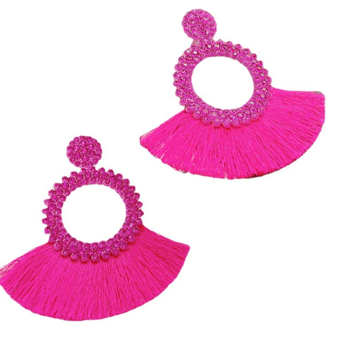 Exaggerated Geometric Seed Bead Tassel Women's Drop Earrings