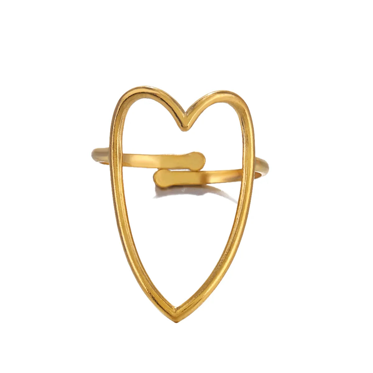 Exaggerated Heart Shape Stainless Steel Plating 18k Gold Plated Open Rings