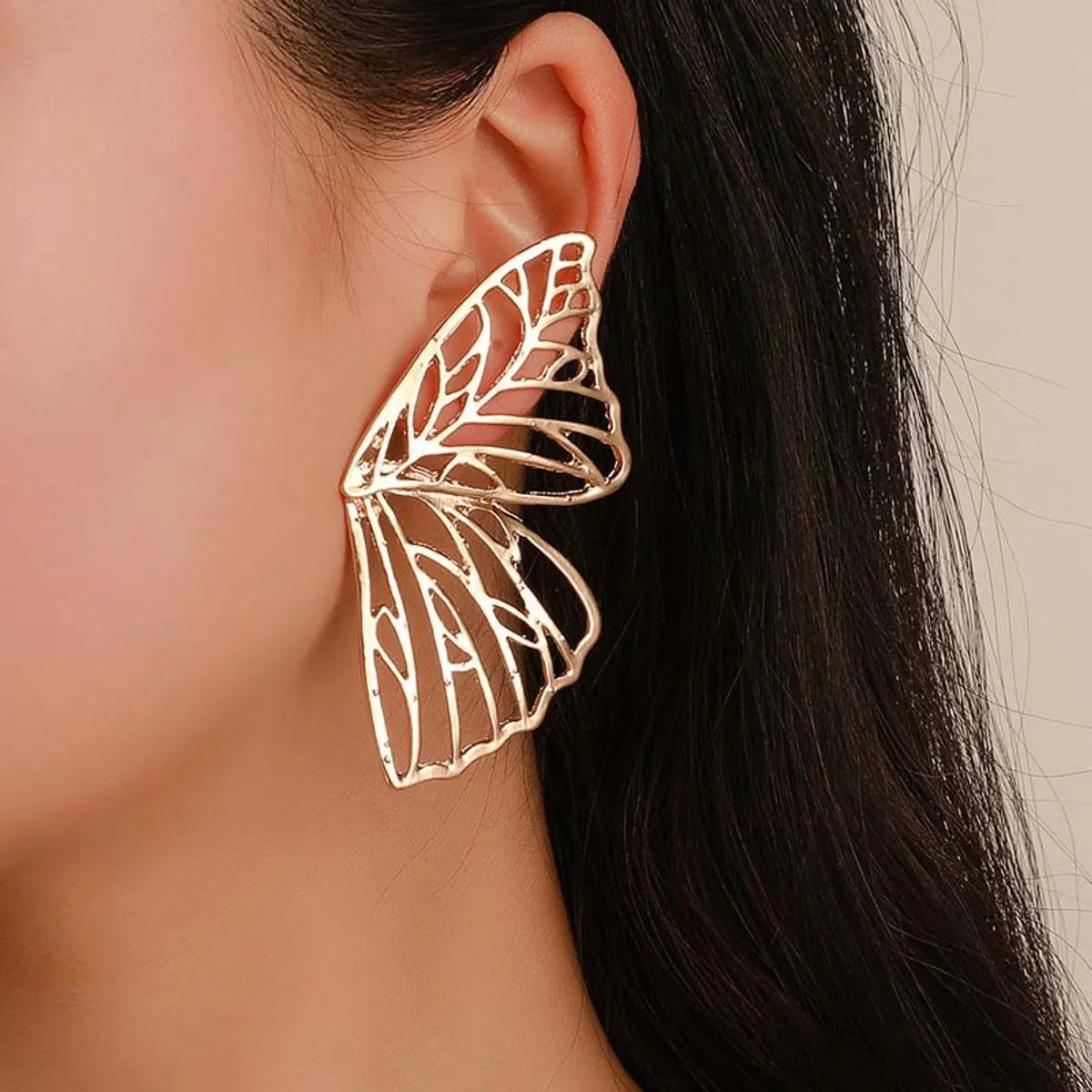 Exaggerated Hollow Butterfly Wings  Trend Fan-Shaped Creative Earrings Wholesale