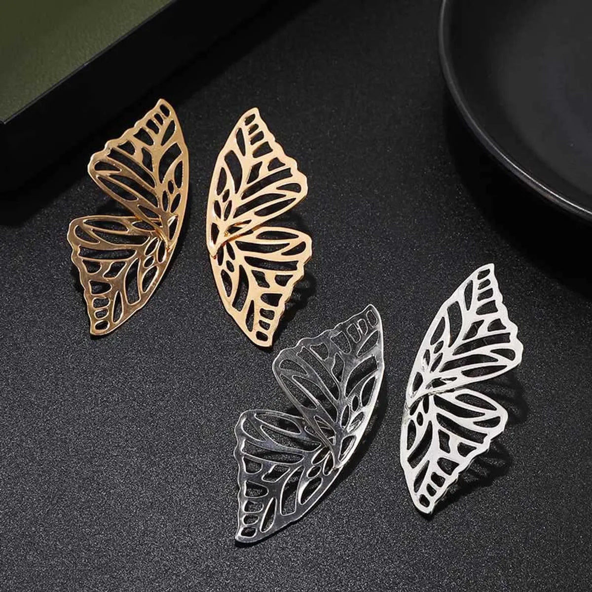 Exaggerated Hollow Butterfly Wings  Trend Fan-Shaped Creative Earrings Wholesale