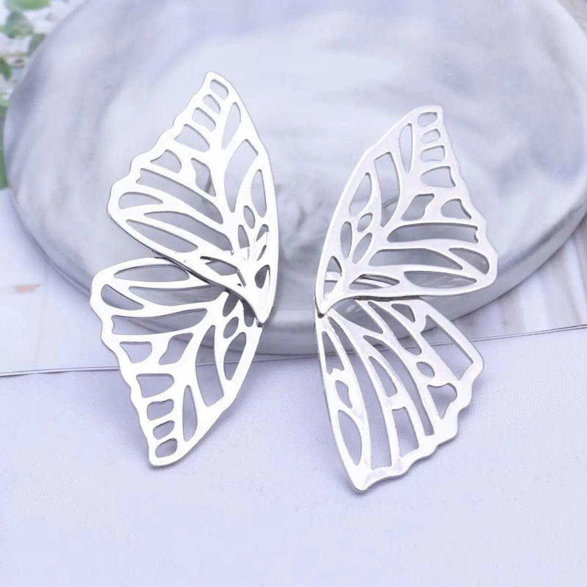 Exaggerated Hollow Butterfly Wings  Trend Fan-Shaped Creative Earrings Wholesale