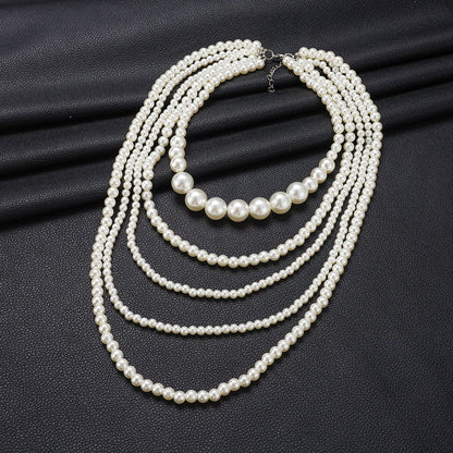 Exaggerated Lady Round ABS Imitation Pearl Wholesale Layered Necklaces