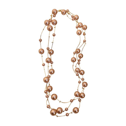 Exaggerated Long Pearl Simple Alloy Multi-layer Necklace Wholesale