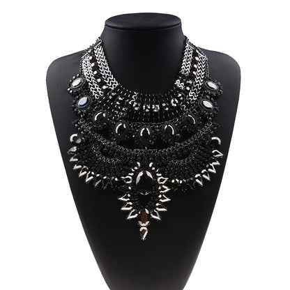 Exaggerated Luxurious Geometric Alloy Inlay Artificial Crystal Women'S Necklace