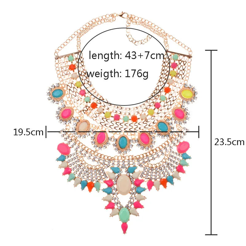 Exaggerated Luxurious Geometric Alloy Inlay Artificial Crystal Women'S Necklace