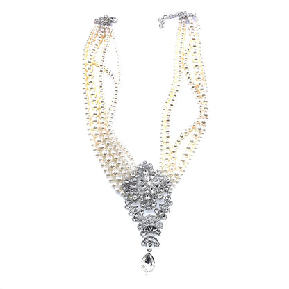 Exaggerated Luxurious Geometric Artificial Pearl Alloy Inlay Artificial Crystal Women's Necklace