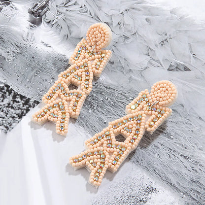 Exaggerated Mama Ethnic Style Geometric Glass Women's Drop Earrings