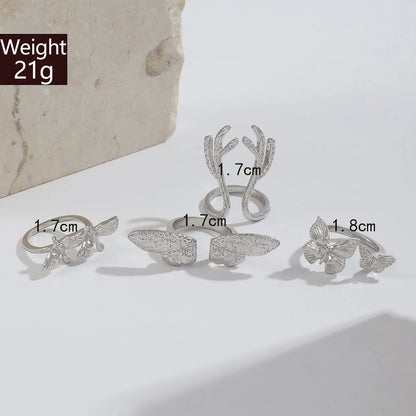 Exaggerated Modern Style Animal Butterfly Deer Alloy Women'S Open Rings