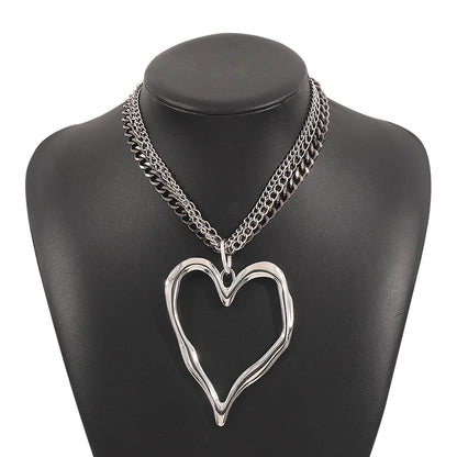 Exaggerated Punk Heart Shape Alloy Wholesale Pendant Necklace