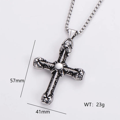 Exaggerated Punk Human Geometric Cross 304 Stainless Steel Polishing No Inlaid Men'S Pendant Necklace