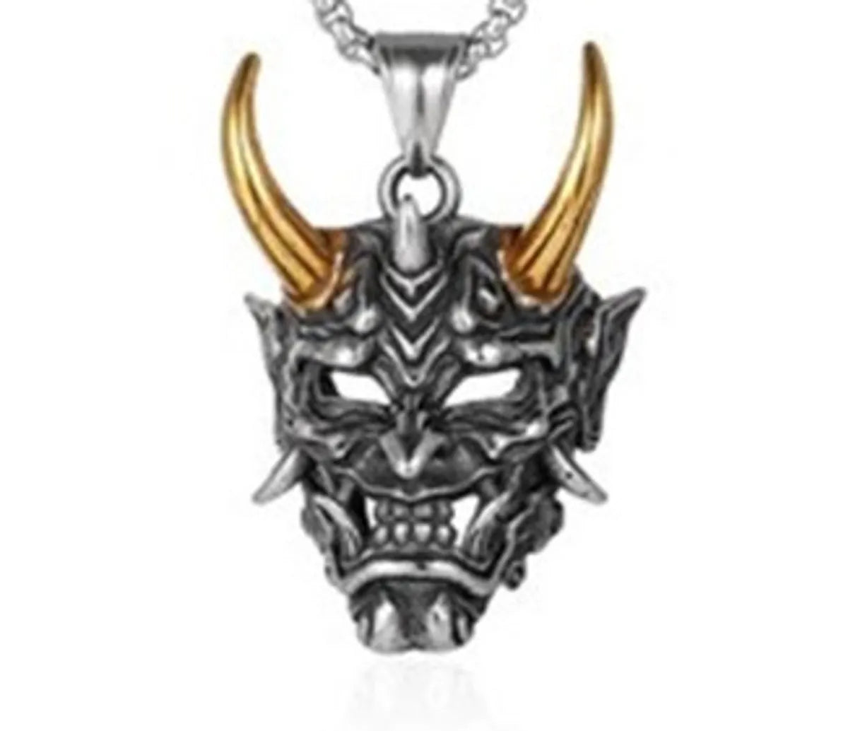 Exaggerated Punk Mask Stainless Steel Alloy Plating Hollow Out Unisex Pendant Necklace Long Necklace Necklace Pendant