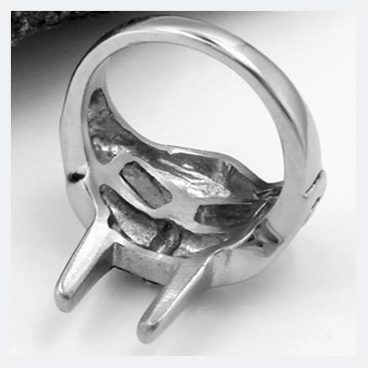 Exaggerated Punk Skull Stainless Steel Hollow Out Men'S Rings