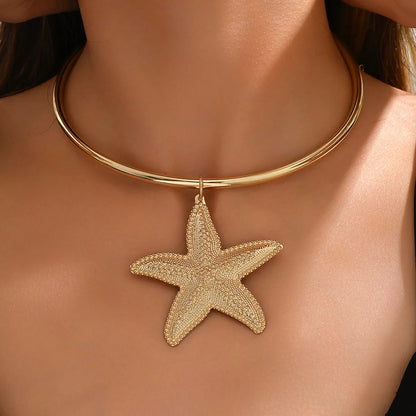 Wholesale Jewelry Exaggerated Punk Starfish Iron Choker