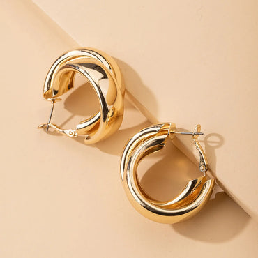 Exaggerated Round Cross Earrings South Korea Trendy Ear Buckle Minimalist Ear Jewelry Wholesale