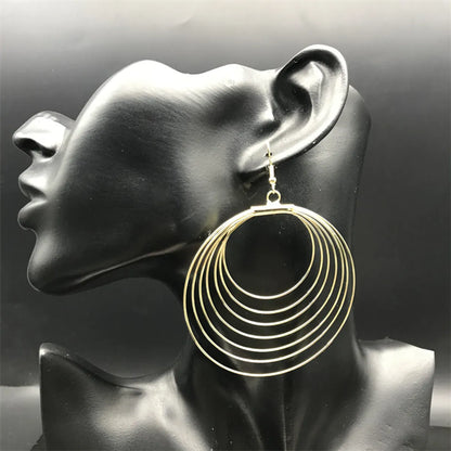 Exaggerated Round Metal Plating Women's Drop Earrings 1 Pair