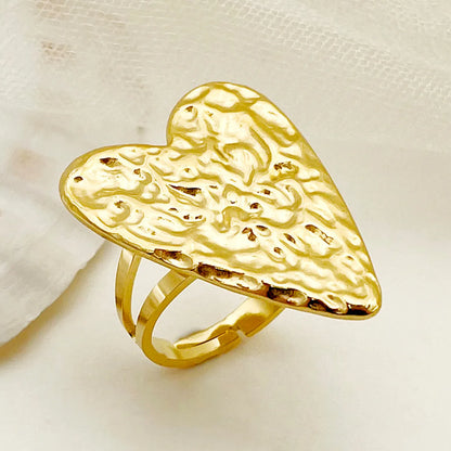 Exaggerated Sexy Heart Shape Stainless Steel Plating Gold Plated Open Rings