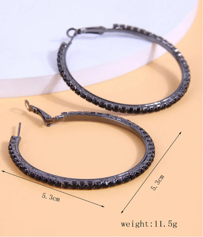 Exaggerated Shiny Round Alloy Inlay Rhinestones Women's Hoop Earrings