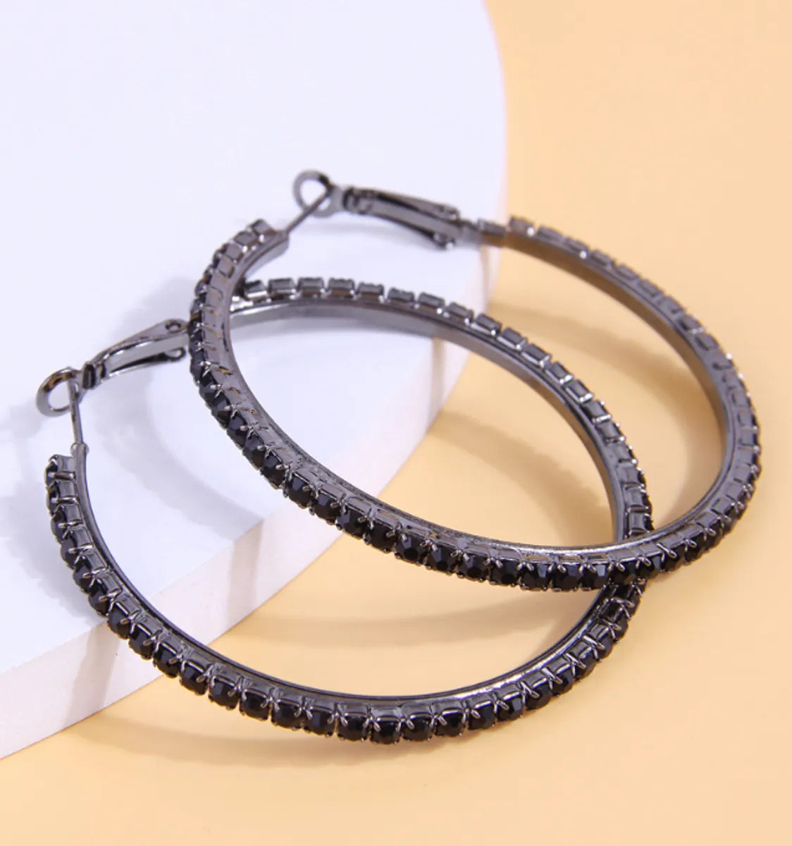 Exaggerated Shiny Round Alloy Inlay Rhinestones Women's Hoop Earrings