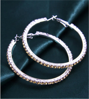 Exaggerated Shiny Round Alloy Inlay Rhinestones Women'S Hoop Earrings