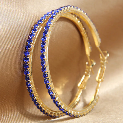 Exaggerated Shiny Round Alloy Inlay Rhinestones Women'S Hoop Earrings