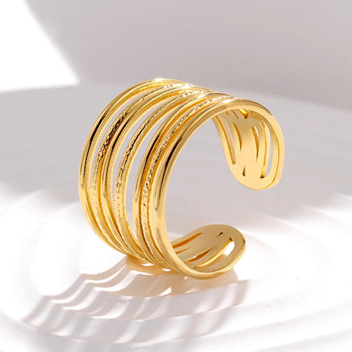 Wholesale Jewelry Exaggerated Simple Style C Shape 304 Stainless Steel 18K Gold Plated Irregular Open Rings