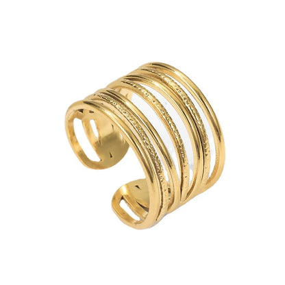 Wholesale Jewelry Exaggerated Simple Style C Shape 304 Stainless Steel 18K Gold Plated Irregular Open Rings