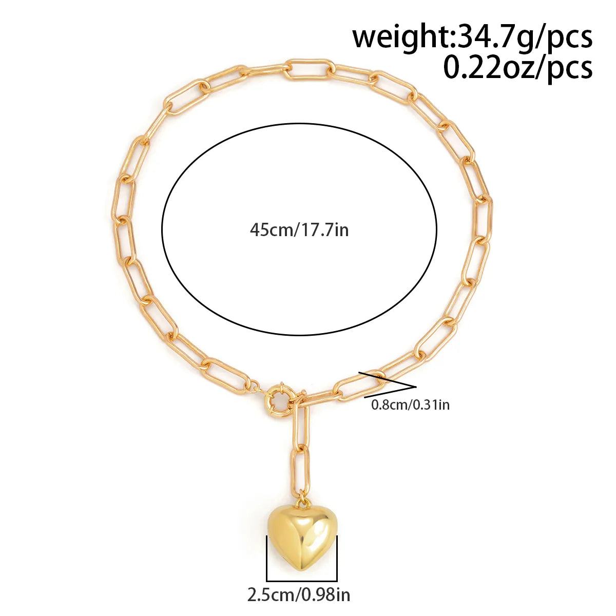 Wholesale Jewelry Exaggerated Simple Style Classic Style Heart Shape CCB Iron Three-Dimensional Chain Pendant Necklace