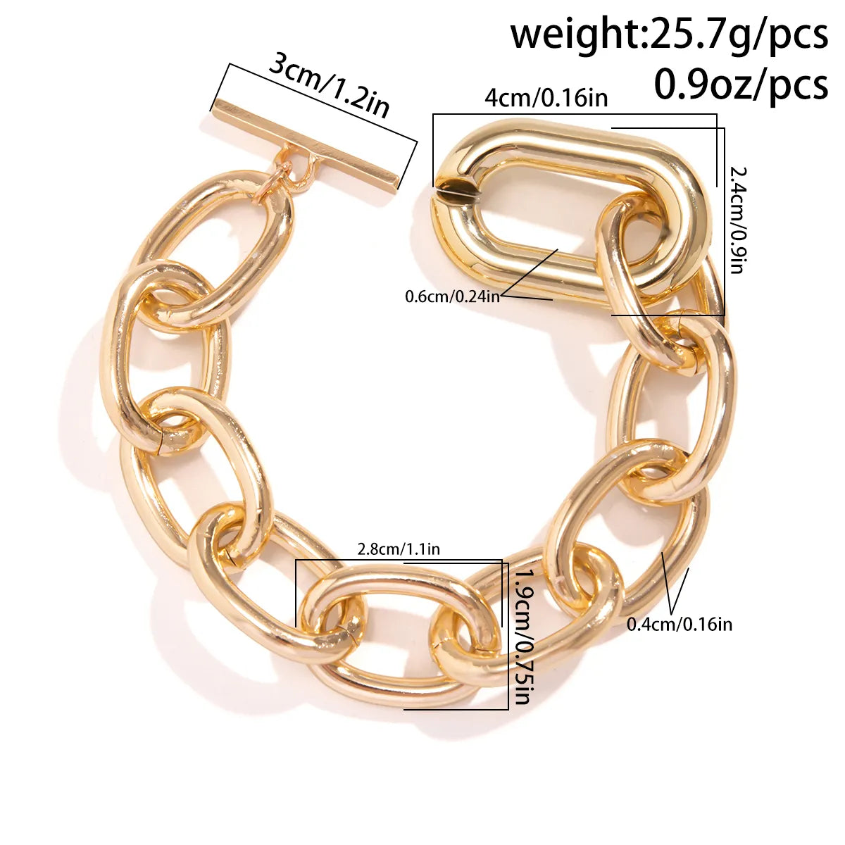 Exaggerated Simple Style Classic Style Solid Color Ccb Alloy Aluminum Wholesale Bracelets