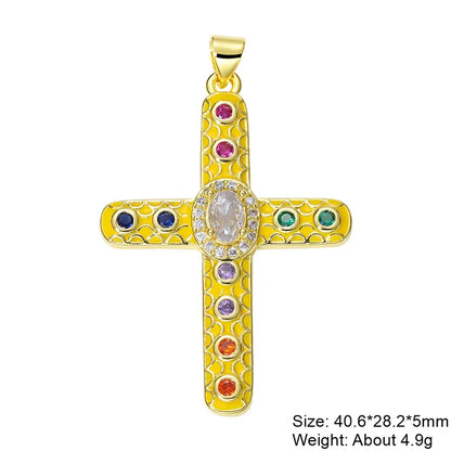 Exaggerated Simple Style Cross Copper Plating Inlay Pearl Zircon Gold Plated Charms