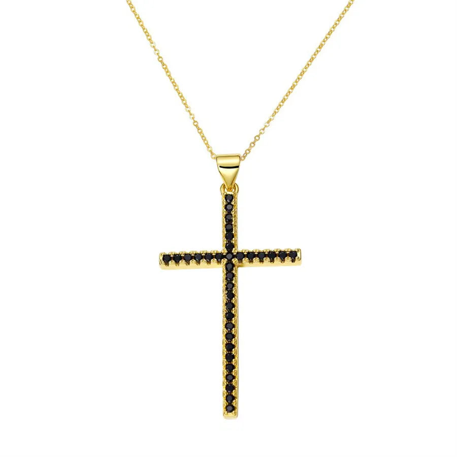 Exaggerated Simple Style Cross Copper Plating Inlay Pearl Zircon Gold Plated Charms