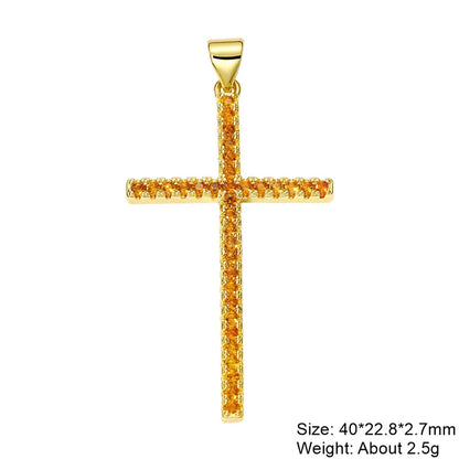 Exaggerated Simple Style Cross Copper Plating Inlay Pearl Zircon Gold Plated Charms