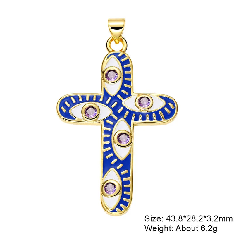 Exaggerated Simple Style Cross Copper Plating Inlay Pearl Zircon Gold Plated Charms