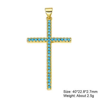 Exaggerated Simple Style Cross Copper Plating Inlay Pearl Zircon Gold Plated Charms