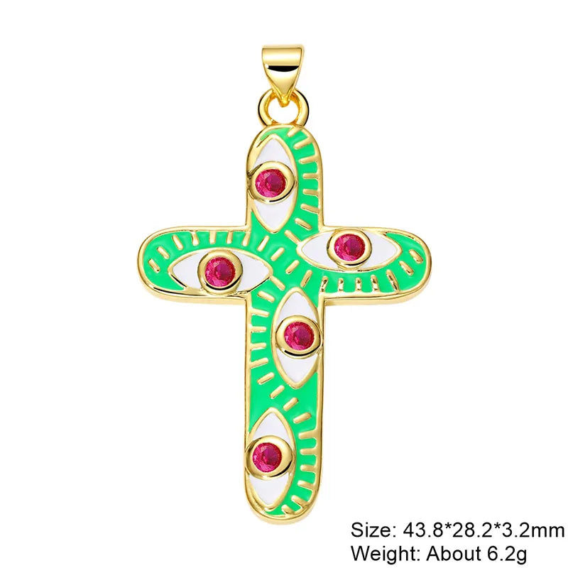 Exaggerated Simple Style Cross Copper Plating Inlay Pearl Zircon Gold Plated Charms